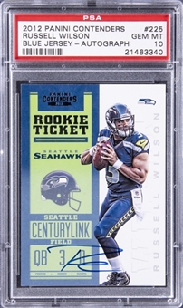 2012 Panini Contenders Blue Jersey Autograph #225 Russell Wilson Signed Rookie Card - PSA GEM MT 10